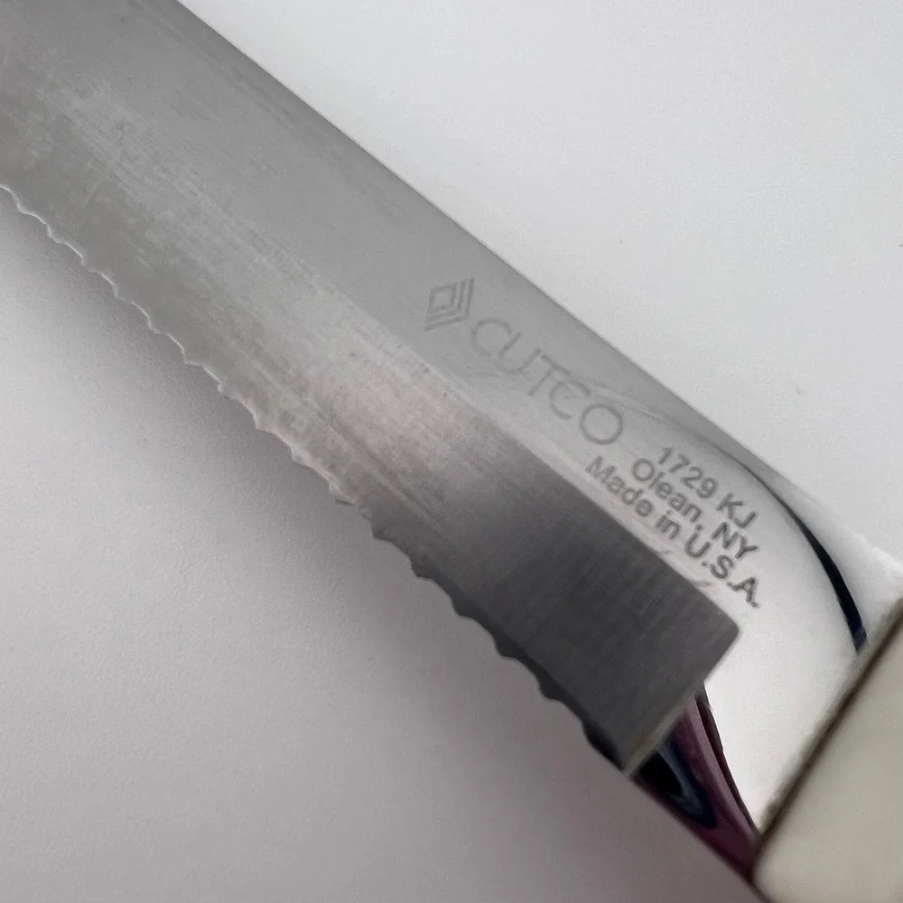 Cutco 1729 Serrated Utility Knife White Handle USA Kitchen Knife Pearl Handle
